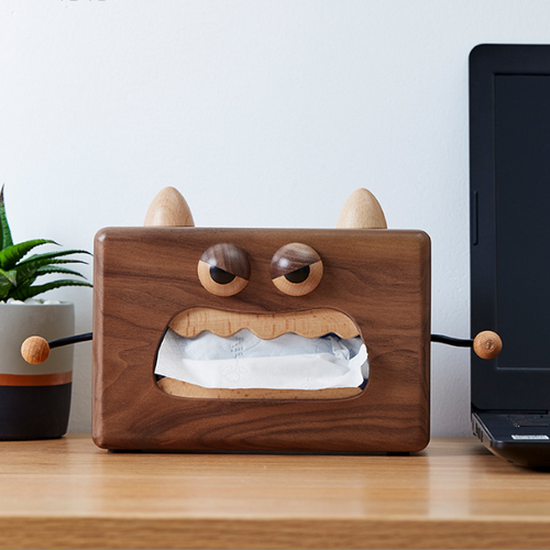 Wooden creative angry tissue box