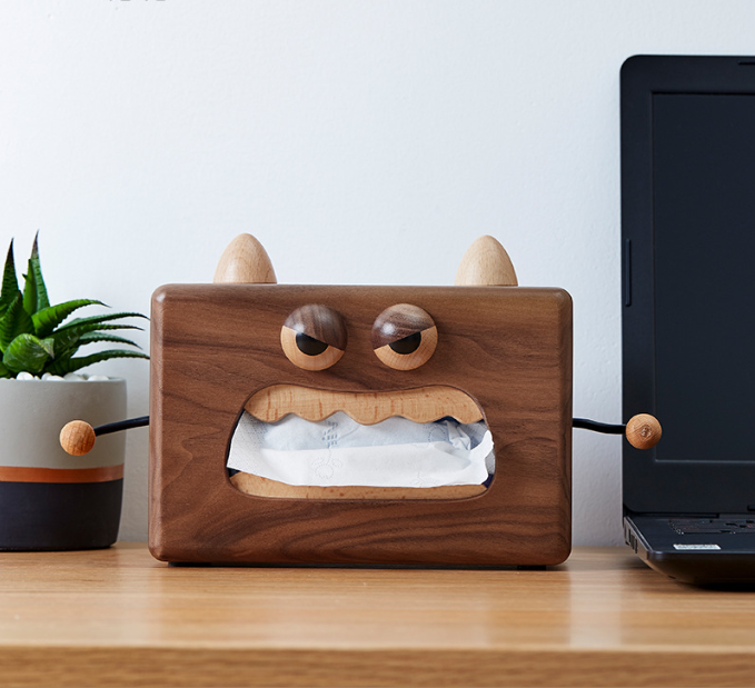 Wooden creative angry tissue box